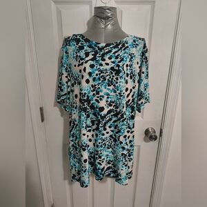 JM Collection Blue and Black Patterned Top 35